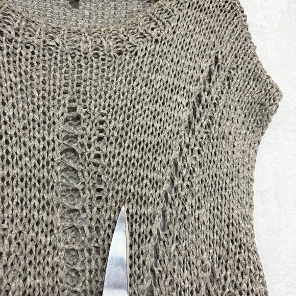 Eileen Fisher Medium Open Knit Beige Top Scoop Dolman Beach Neutral Vacation - Picture 5 of 9